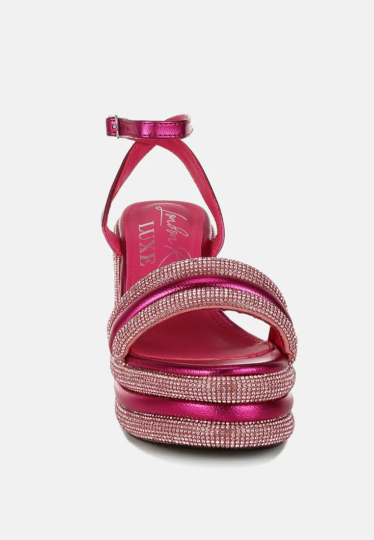 Rhinestone Studded Wedge Sandals by RUW