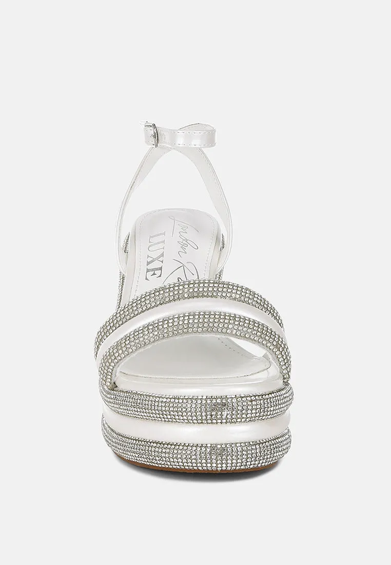 Rhinestone Studded Wedge Sandals by RUW