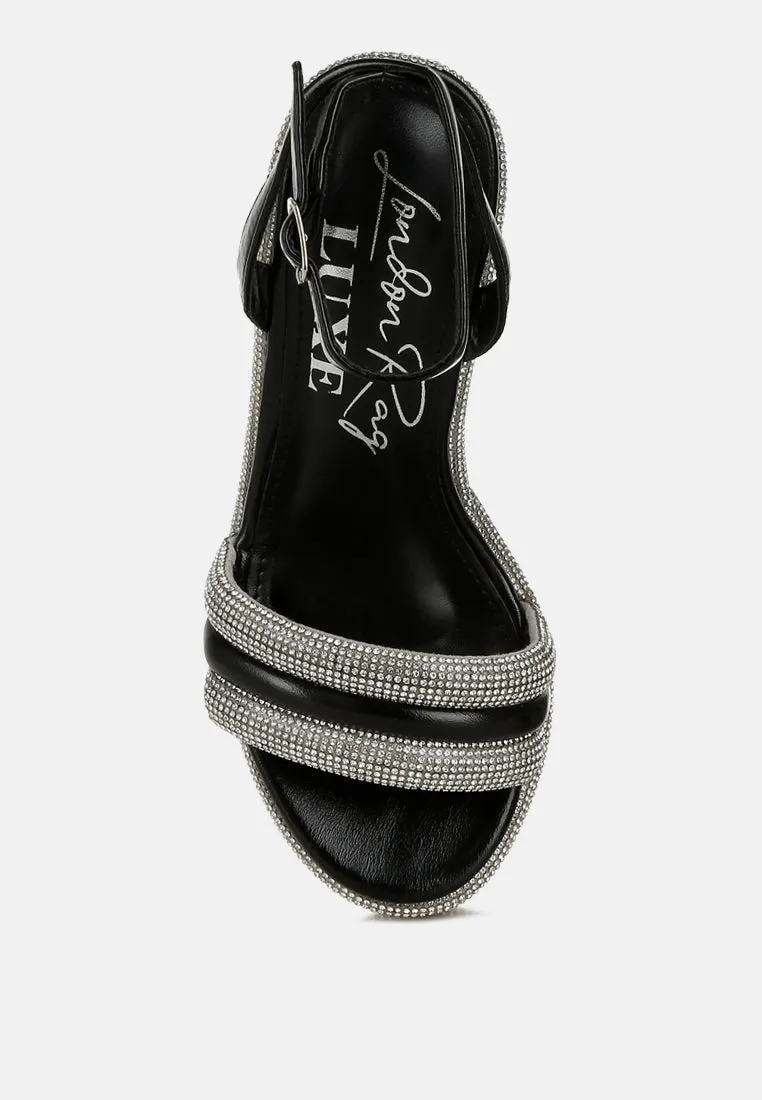 Rhinestone Studded Wedge Sandals by RUW