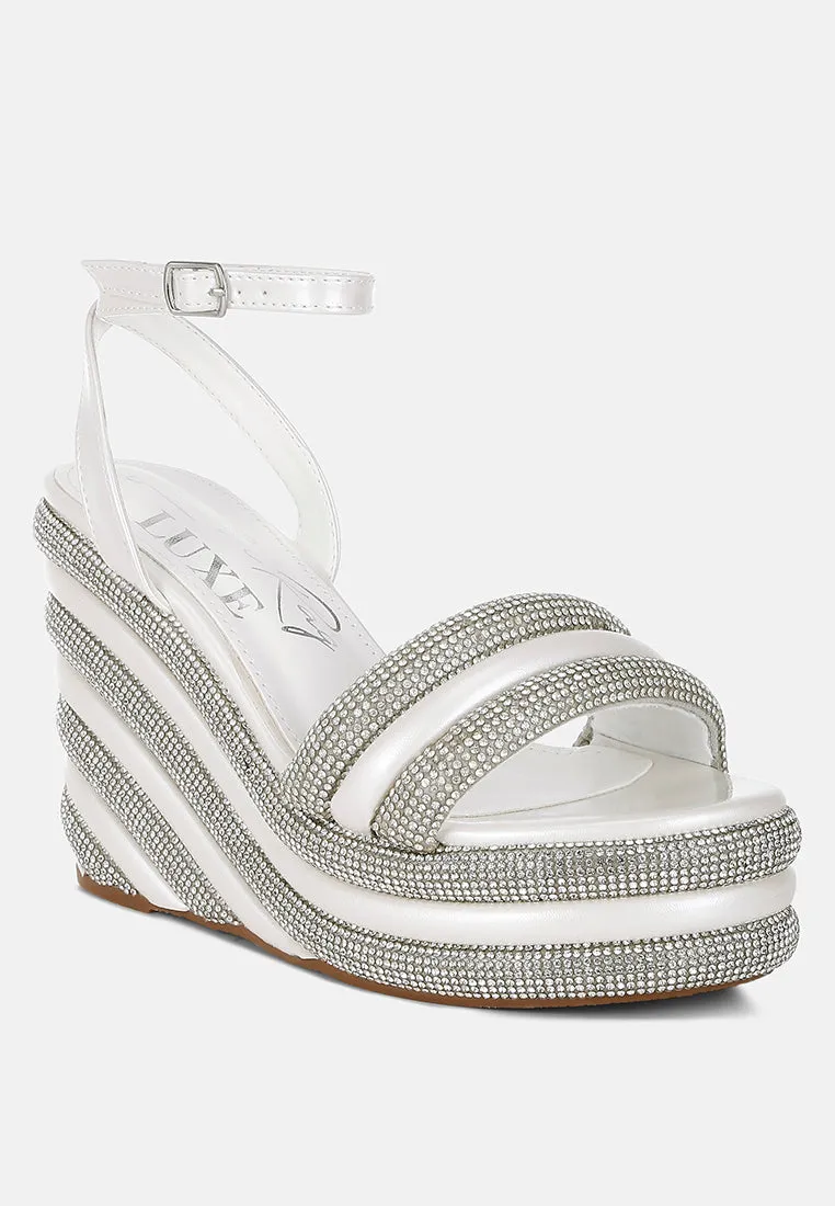 Rhinestone Studded Wedge Sandals by RUW