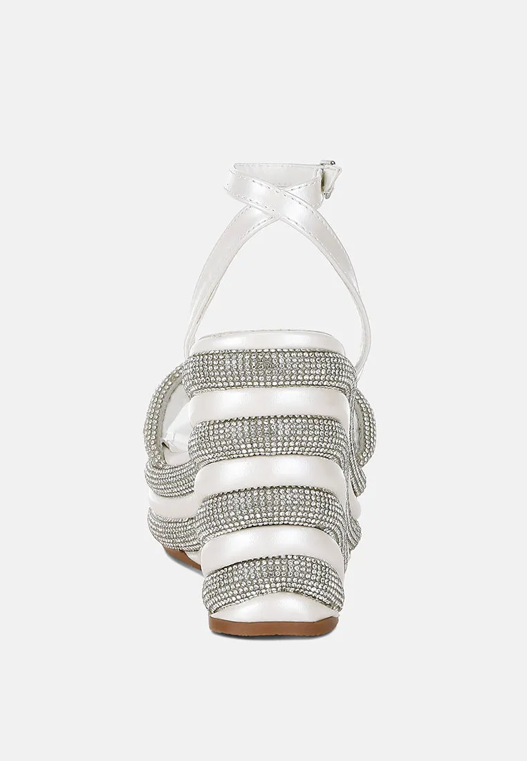 Rhinestone Studded Wedge Sandals by RUW