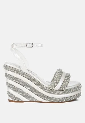 Rhinestone Studded Wedge Sandals by RUW