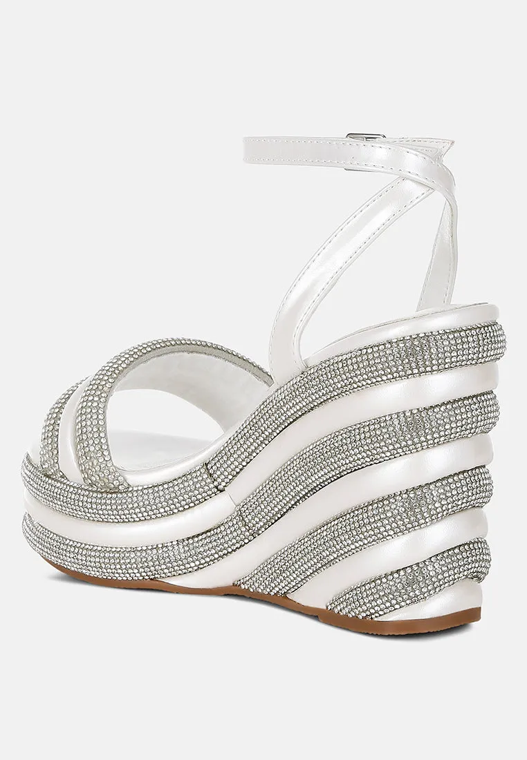Rhinestone Studded Wedge Sandals by RUW