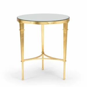 Round Regent Side Table with Gold Leaf Finish