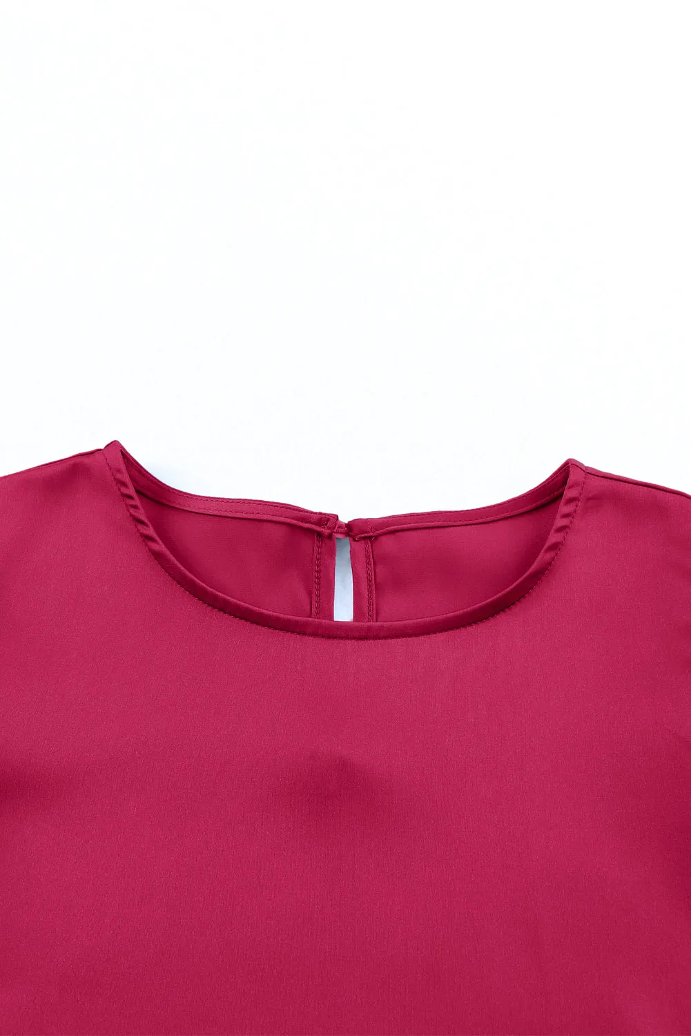 Ruched Puff Short Sleeve Satin Blouse
