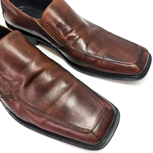 RUSH GORDON RUSH Brown Leather Slip On Loafer Classic Dress Shoe Men 12
