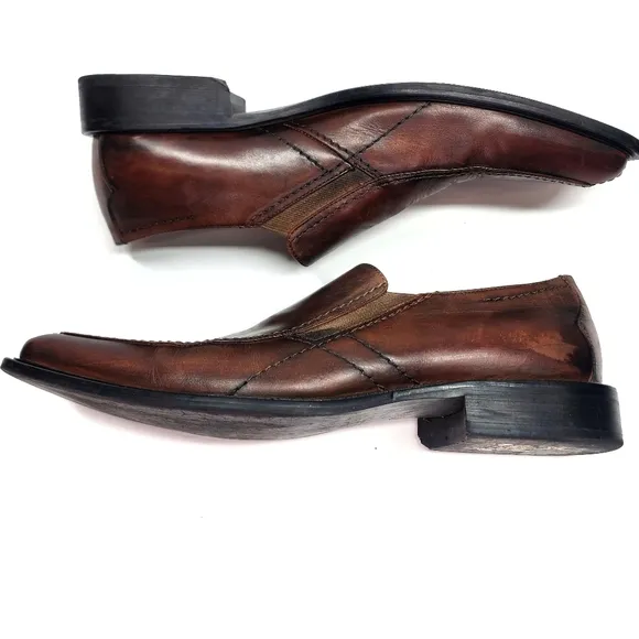 RUSH GORDON RUSH Brown Leather Slip On Loafer Classic Dress Shoe Men 12