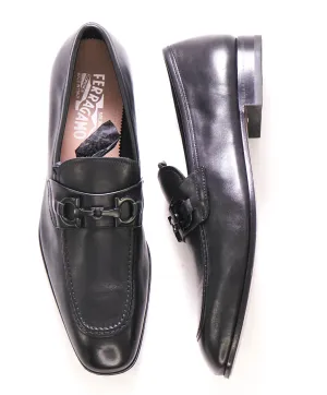 SALVATORE FERRAGAMO - Black on Black Gancini Bit Leather Loafer- 9 D