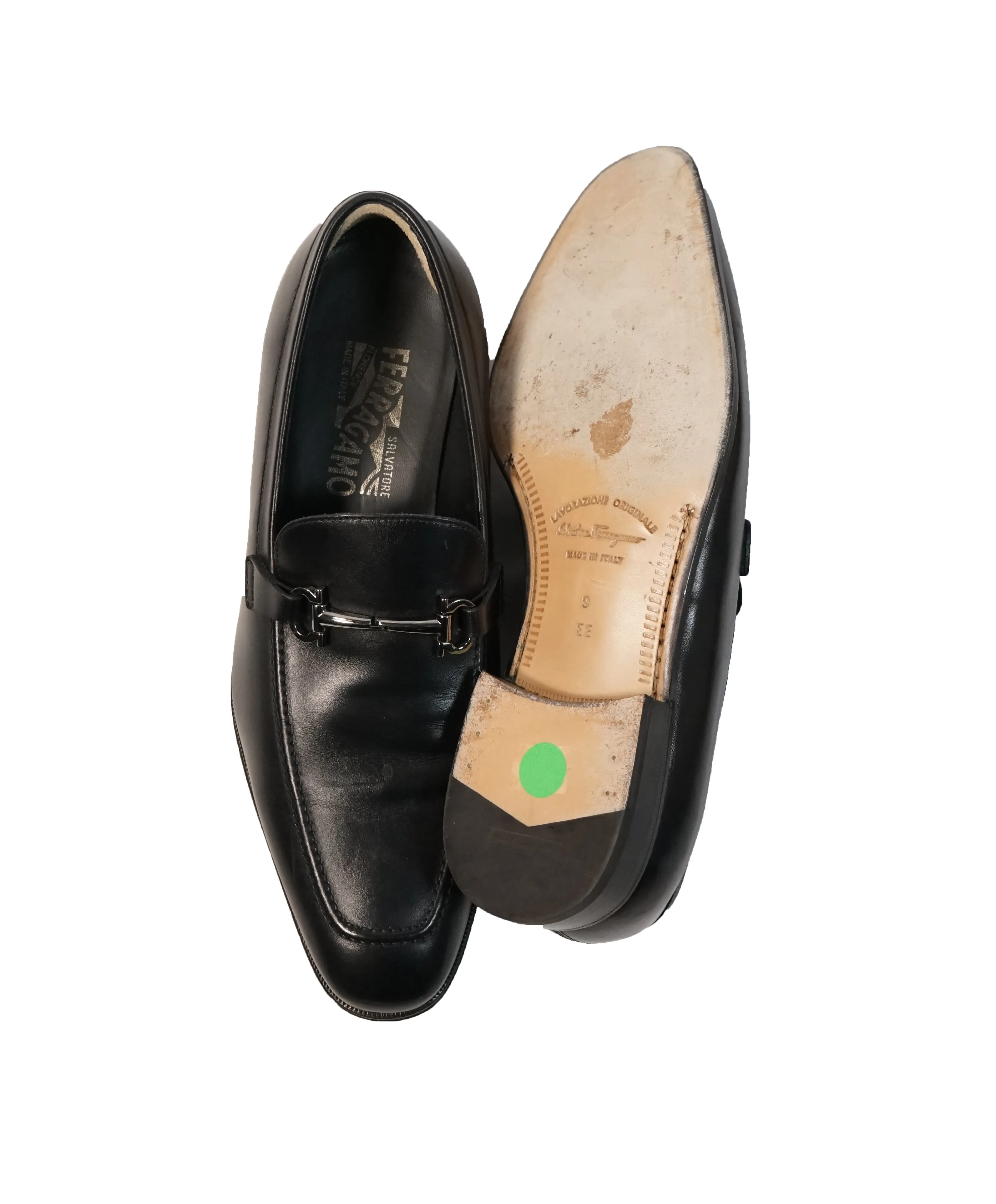 SALVATORE FERRAGAMO - “Fenice” Black Gancini Bit Loafer - 9