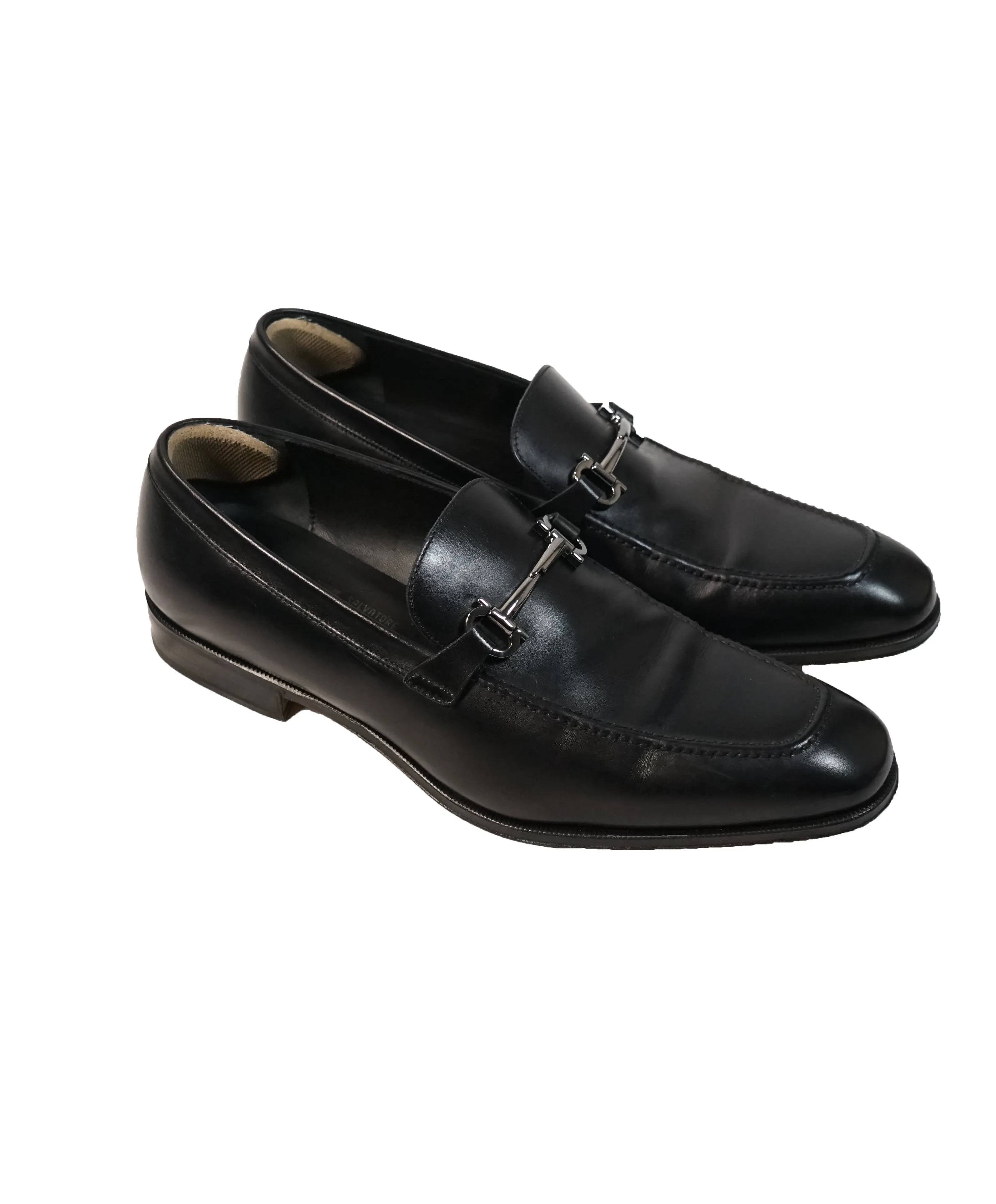 SALVATORE FERRAGAMO - “Fenice” Black Gancini Bit Loafer - 9