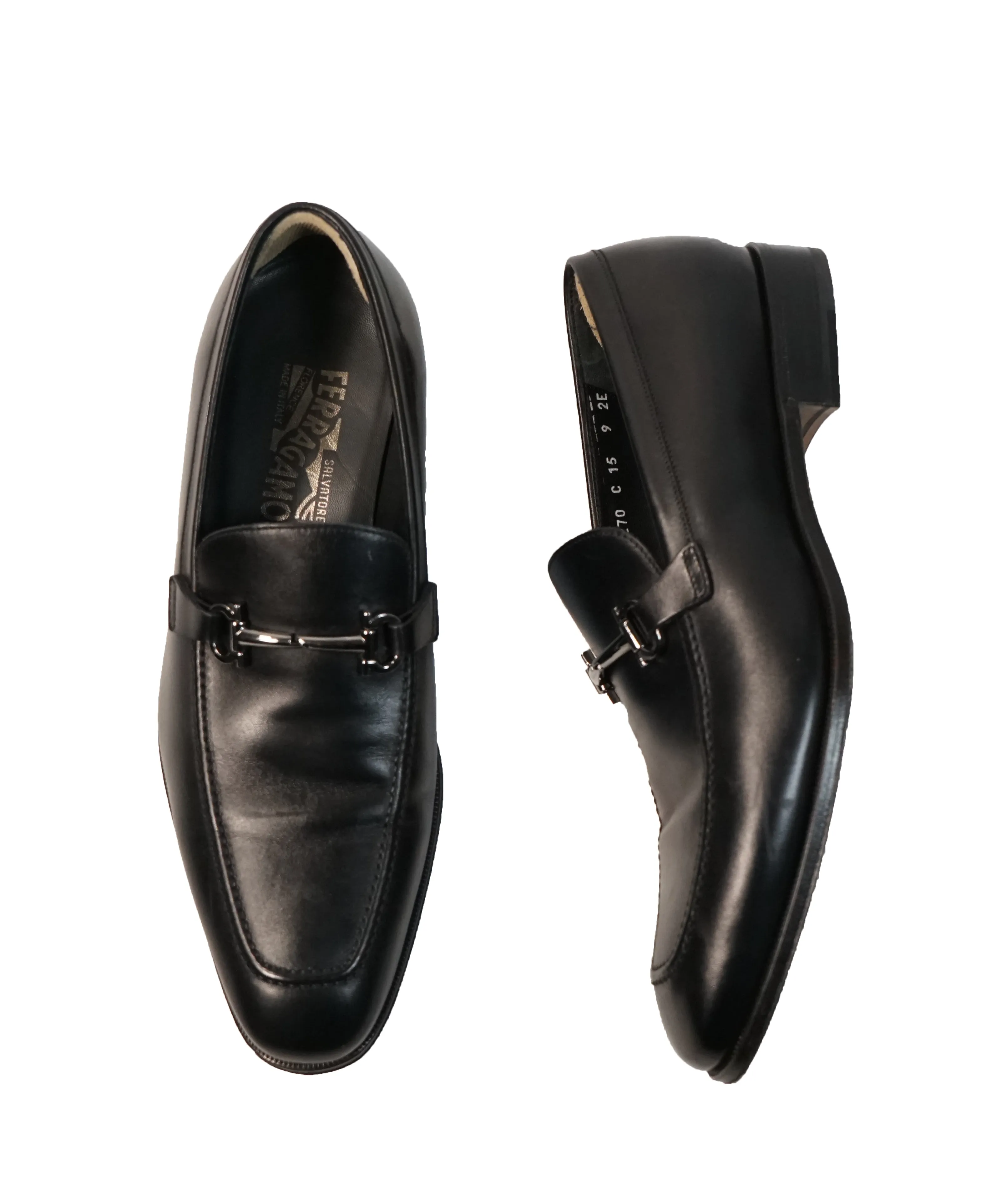 SALVATORE FERRAGAMO - “Fenice” Black Gancini Bit Loafer - 9