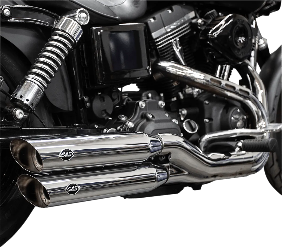 S&S Cycle 550-0724 Slash-Cut Slip On Mufflers - Black Ceramic