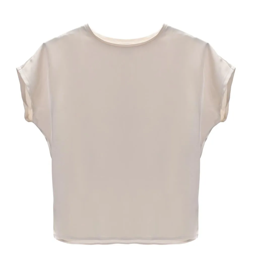 Satin Boxy T-Shirt - Champagne