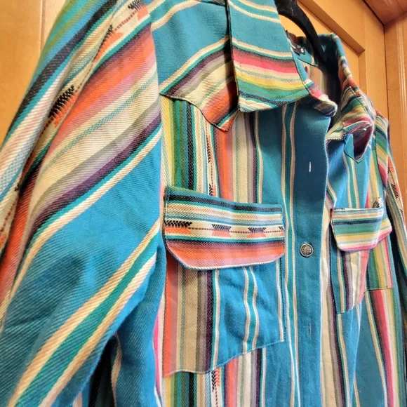 Serape Button-Front Duster Jacket  Small