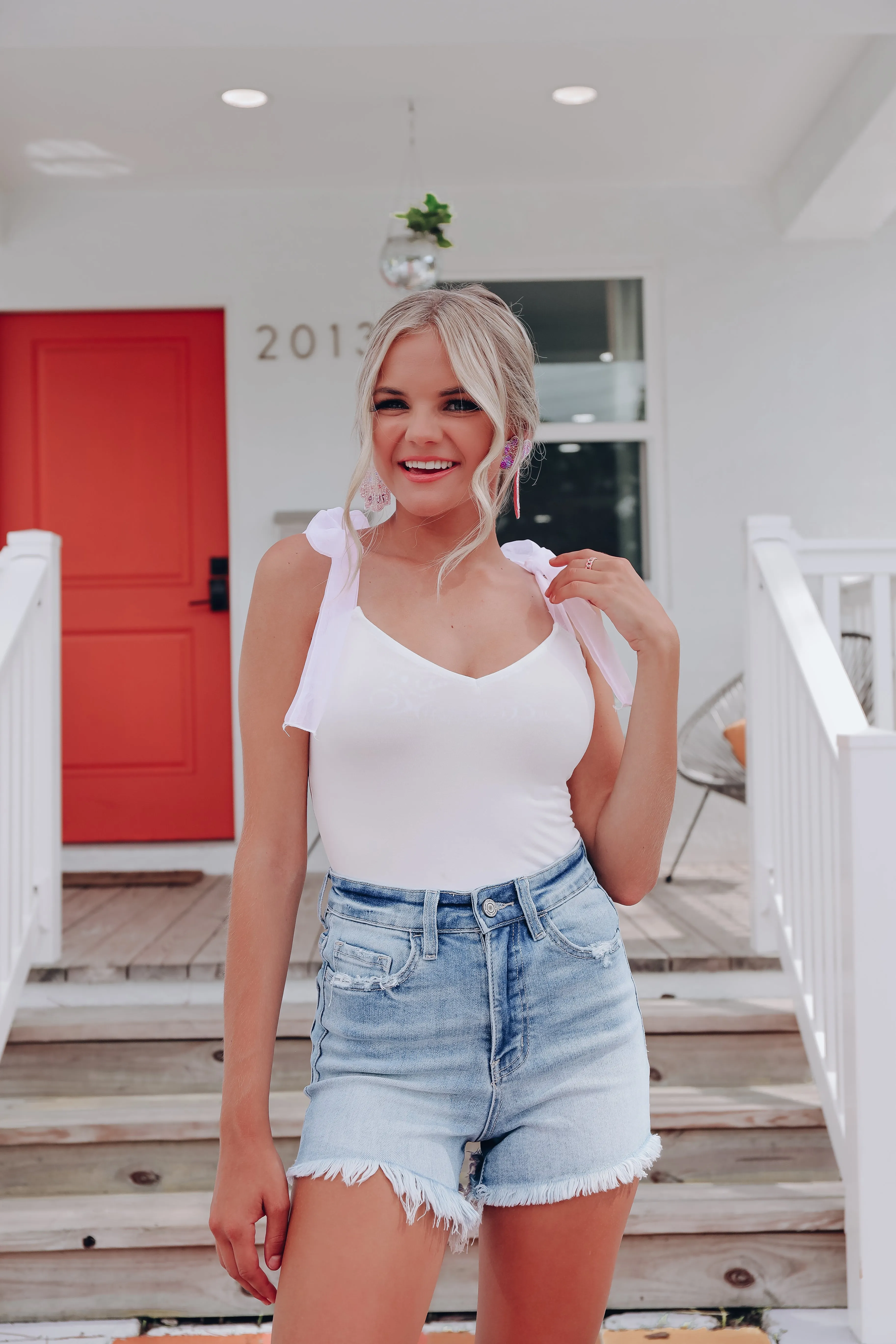 Sheer Chiffon Tie Shoulder Bodysuit - Ivory