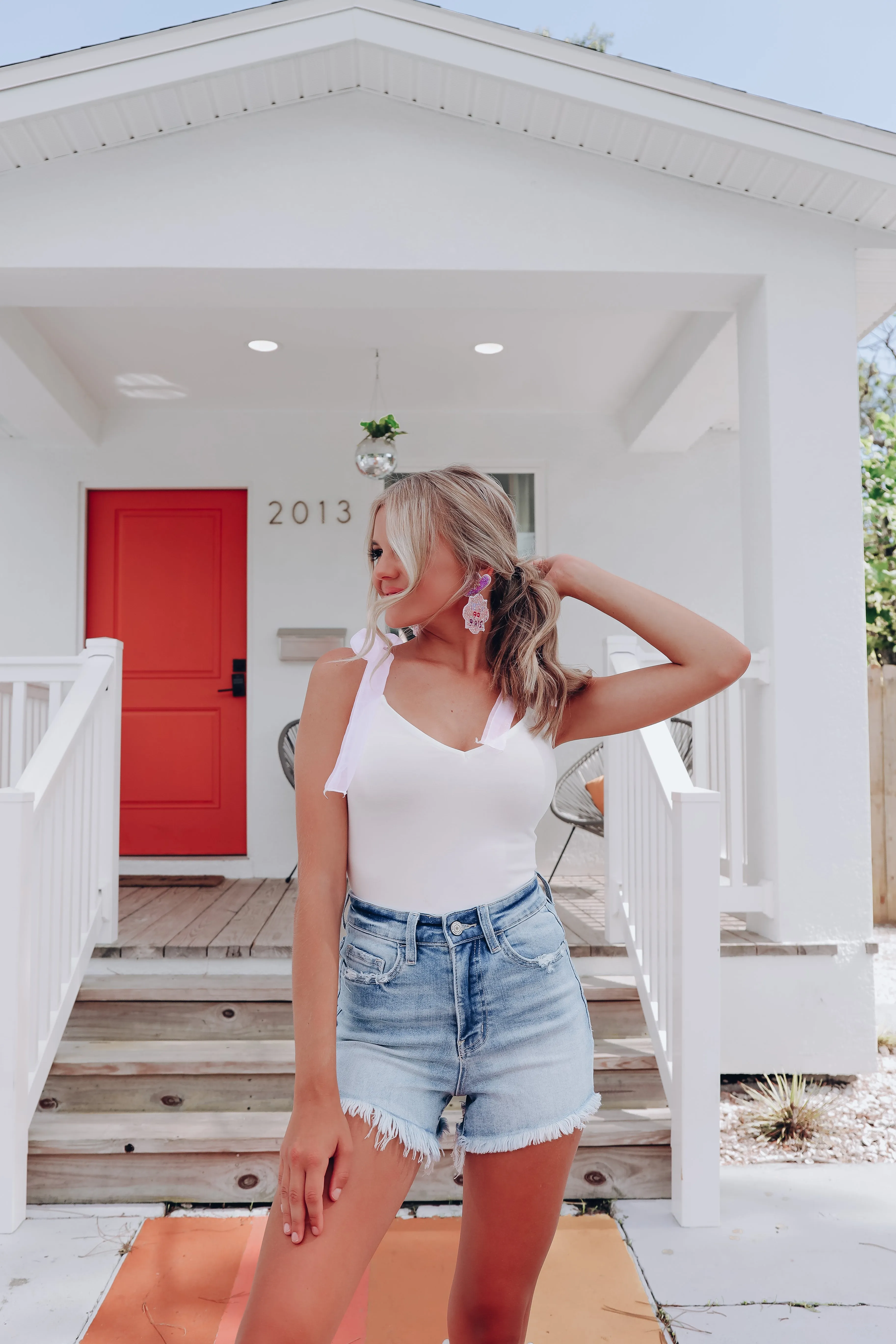 Sheer Chiffon Tie Shoulder Bodysuit - Ivory