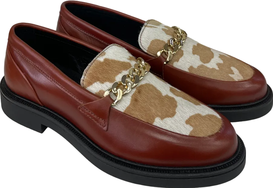 Shoe the Bear Brown Thyra Chain Leather Loafer - Tan UK 5 EU 38 👠