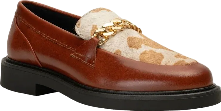 Shoe the Bear Brown Thyra Chain Leather Loafer - Tan UK 5 EU 38 👠