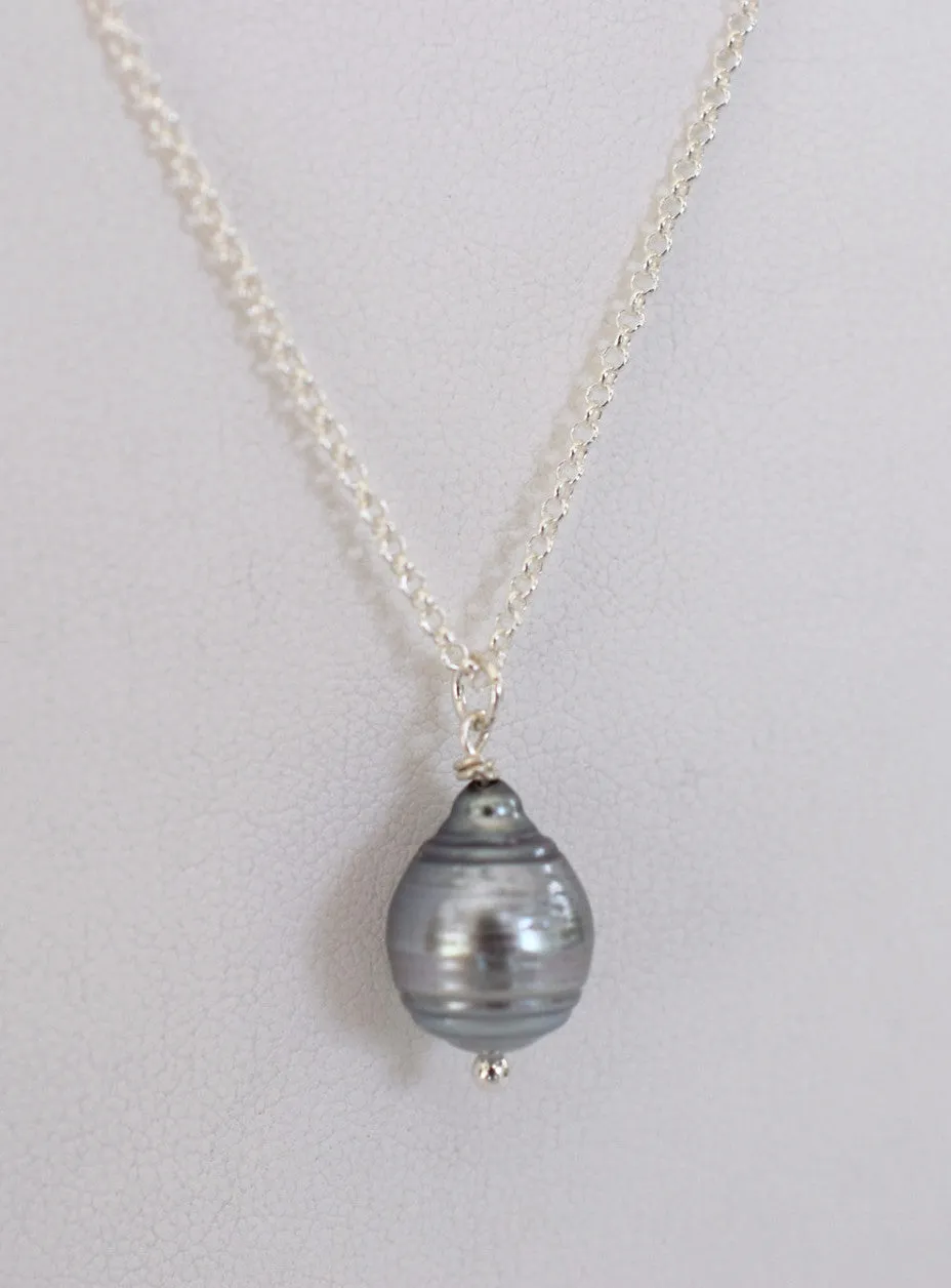 Silver Tahitian Pearl Necklace