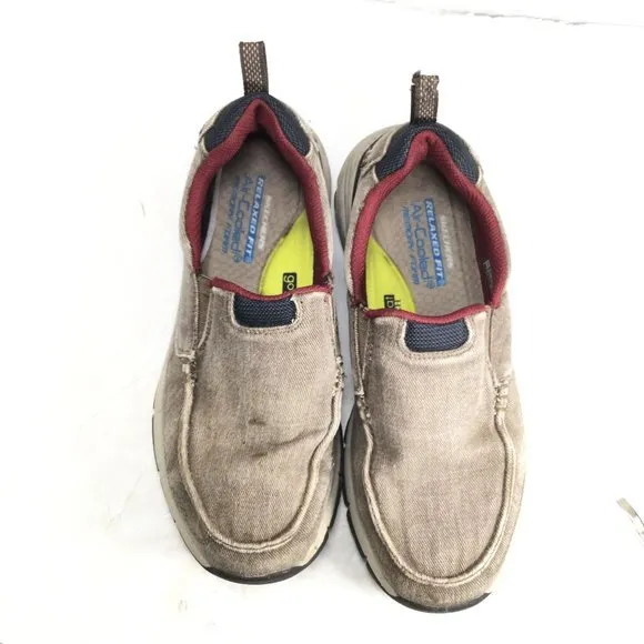 Skechers Men Relaxed Fit Volero Baldor Memory Foam Loafer Khaki Size 8.5