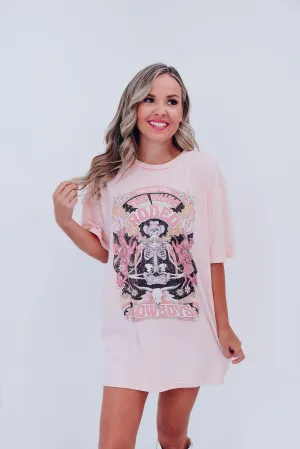 Skeleton "They Call... Rodeo" Graphic Tee - Pink