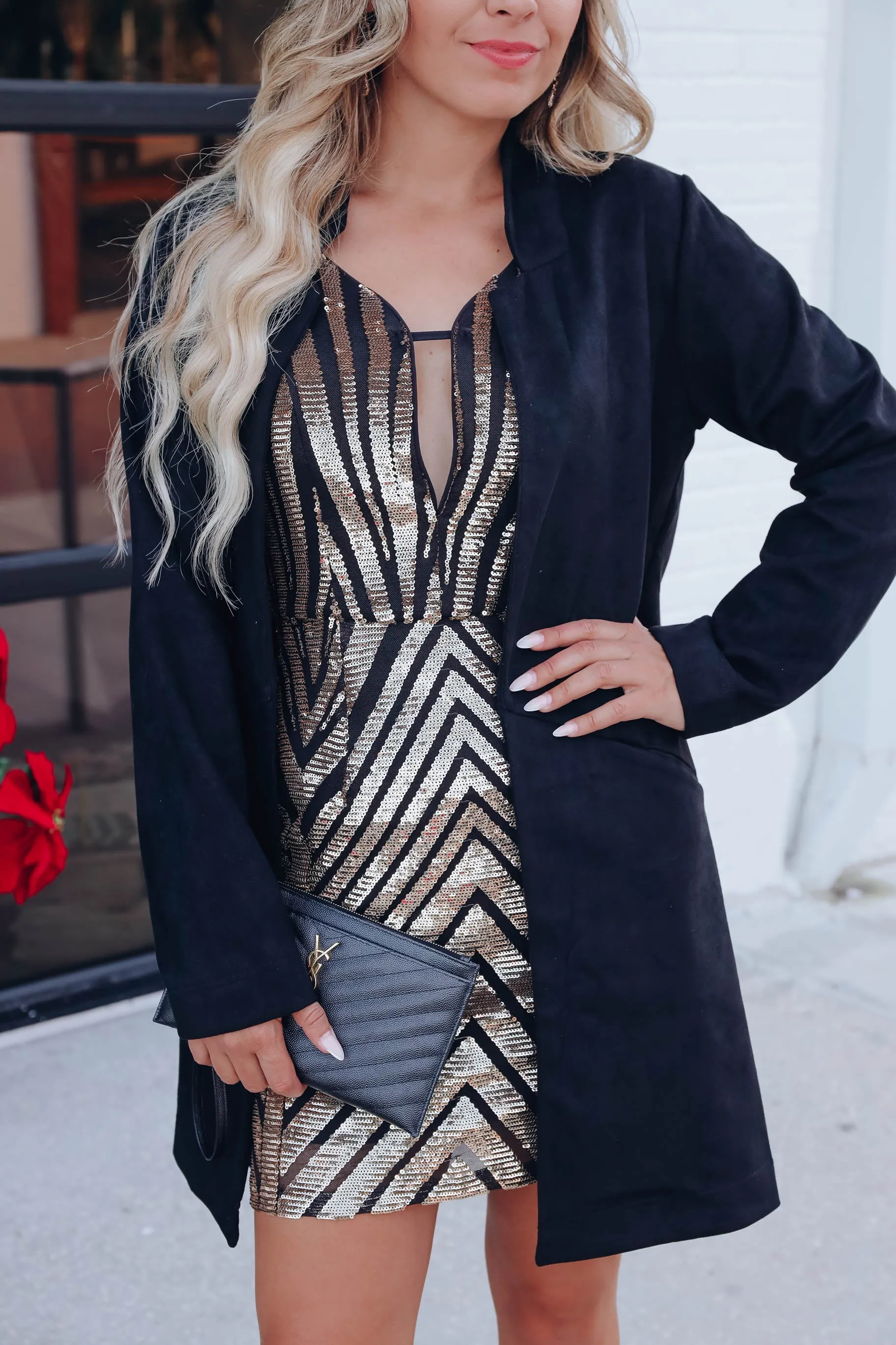 So Chic Faux Suede Duster - Black