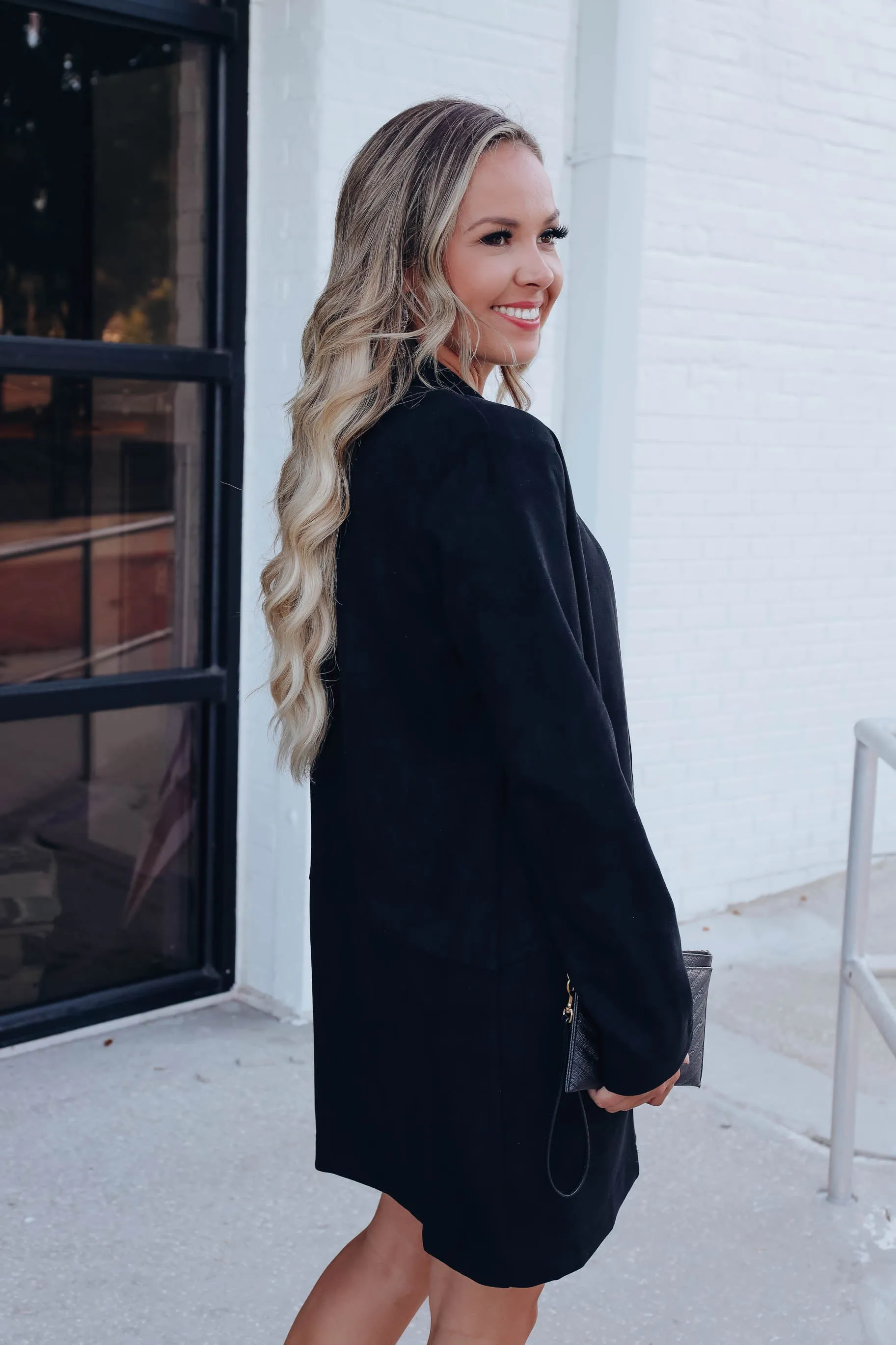 So Chic Faux Suede Duster - Black