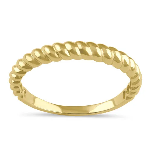 Solid 14K Gold Trendy Rope Ring