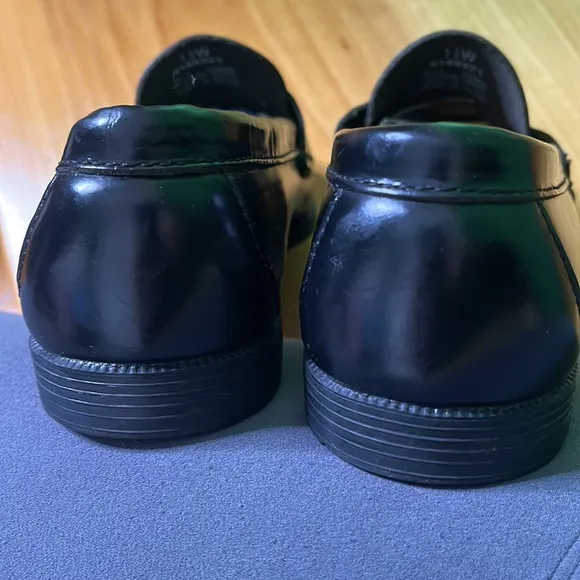 Sperry Colton topsider black leather penny-loafer youth 1 1/2 wide