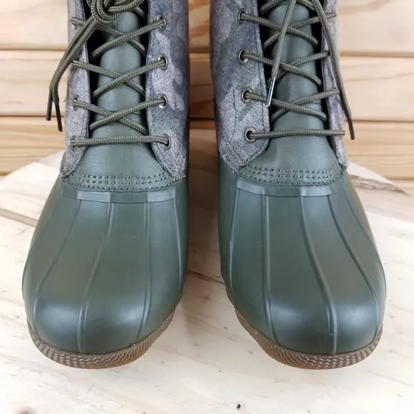 Sperry Top-Sider Men's 10.5 Saltwater Camo Duck Boots Lace-up Green STS23702 NEW