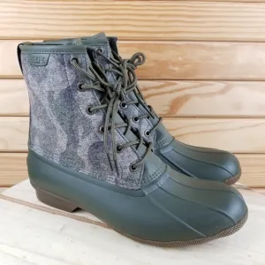 Sperry Top-Sider Men's 10.5 Saltwater Camo Duck Boots Lace-up Green STS23702 NEW