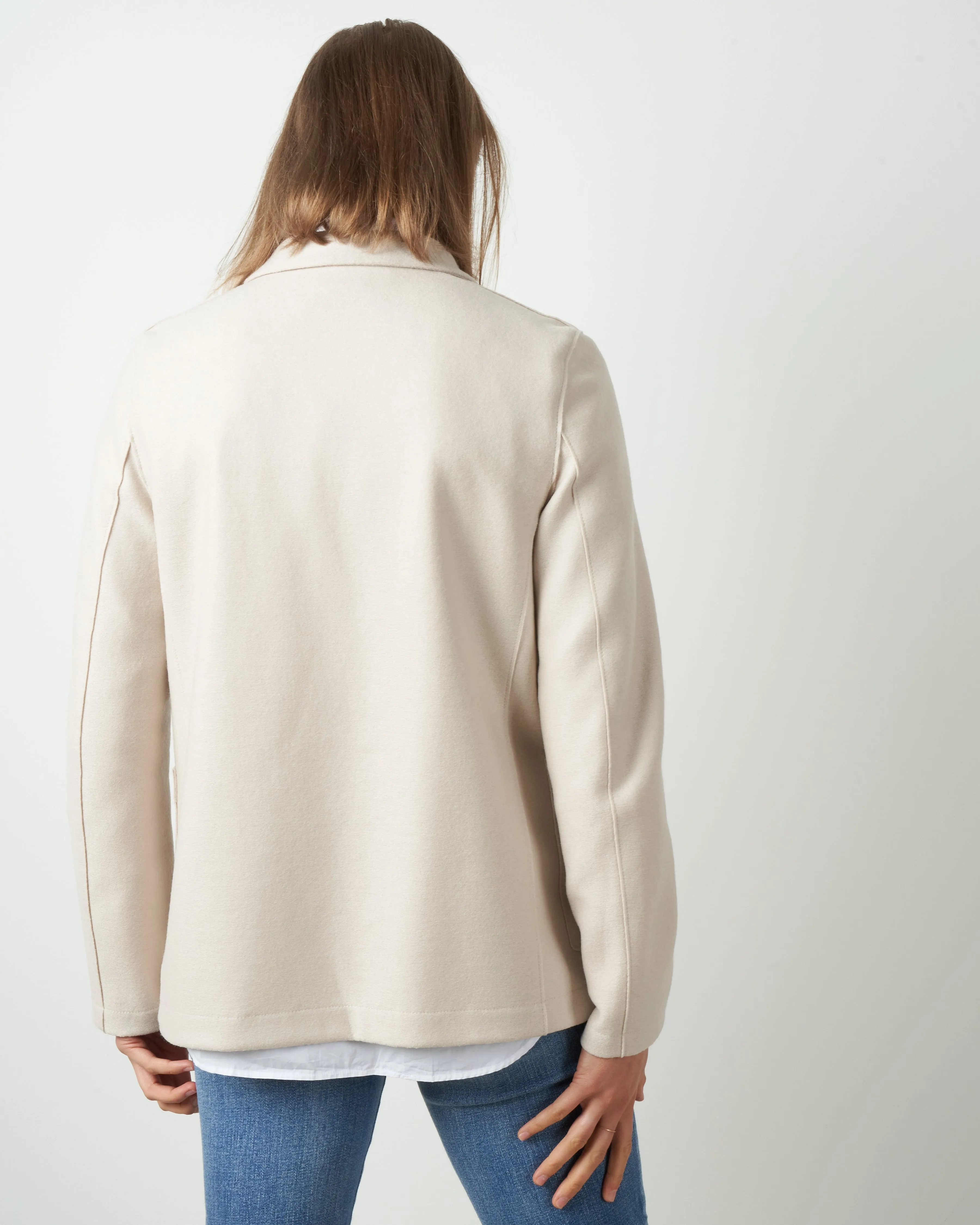 stand-up collar boyfriend blazer - cream