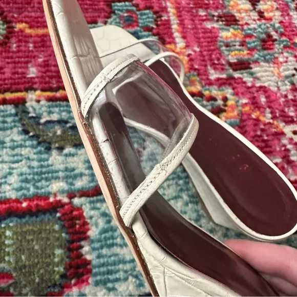 STAUD Billie Croc Effect Clear And White Wedge Sandal Size 39.5 / 9