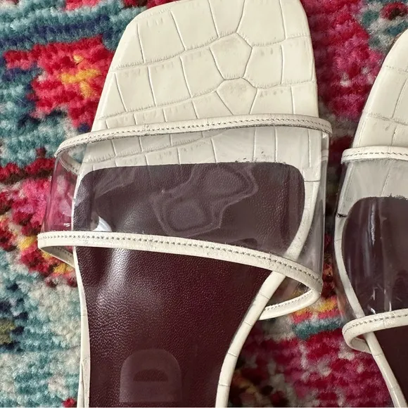 STAUD Billie Croc Effect Clear And White Wedge Sandal Size 39.5 / 9
