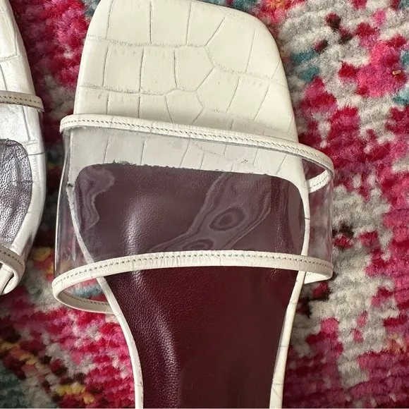 STAUD Billie Croc Effect Clear And White Wedge Sandal Size 39.5 / 9