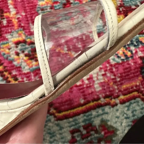 STAUD Billie Croc Effect Clear And White Wedge Sandal Size 39.5 / 9