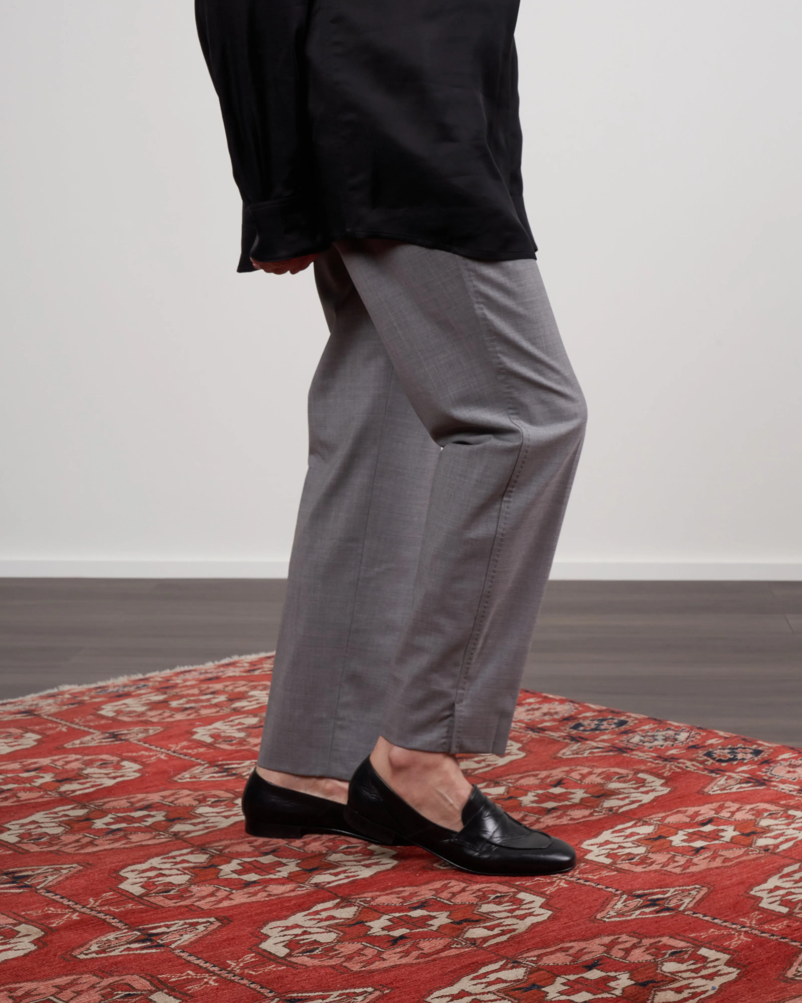 stretch wool cigarette pant - light grey melange