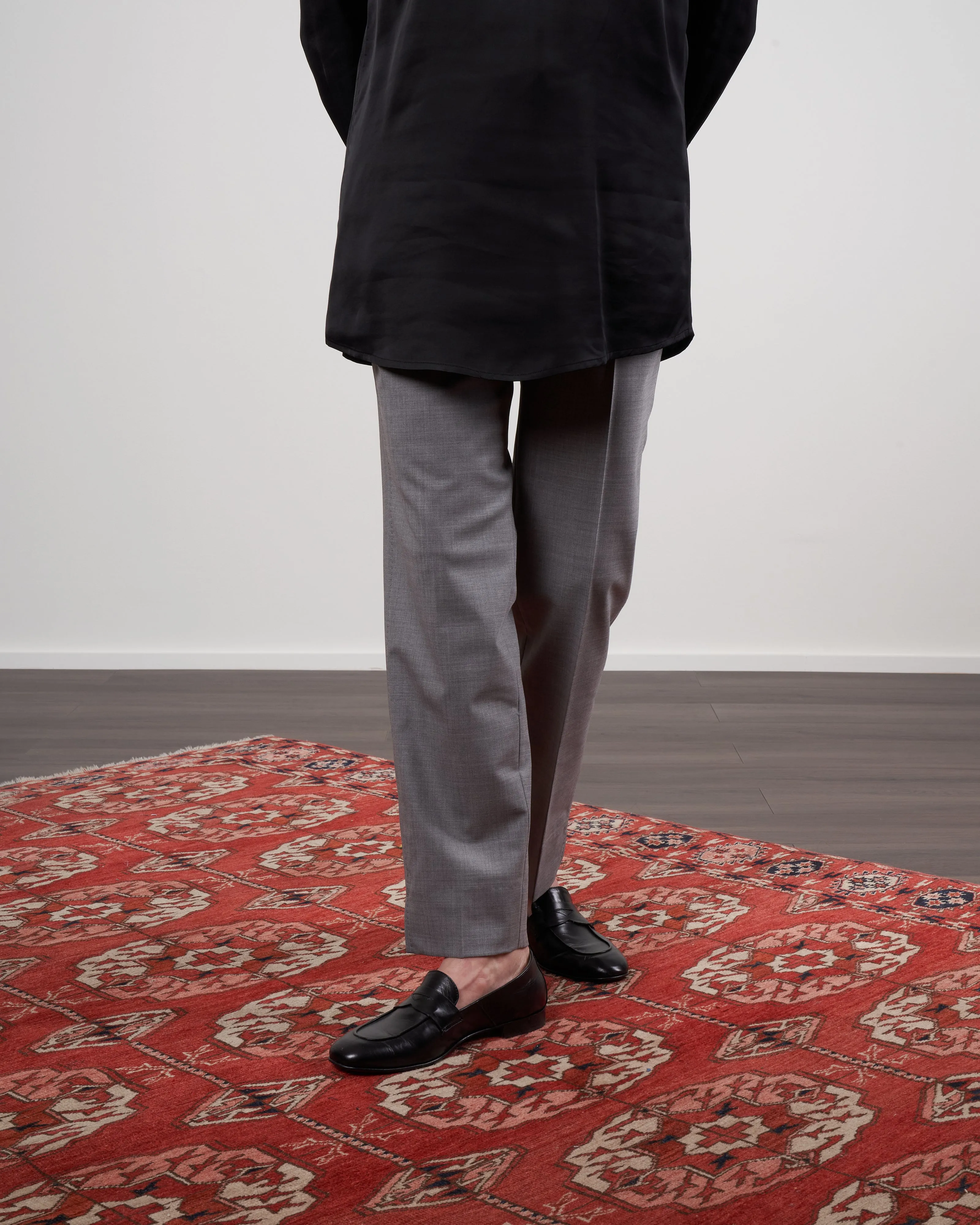stretch wool cigarette pant - light grey melange