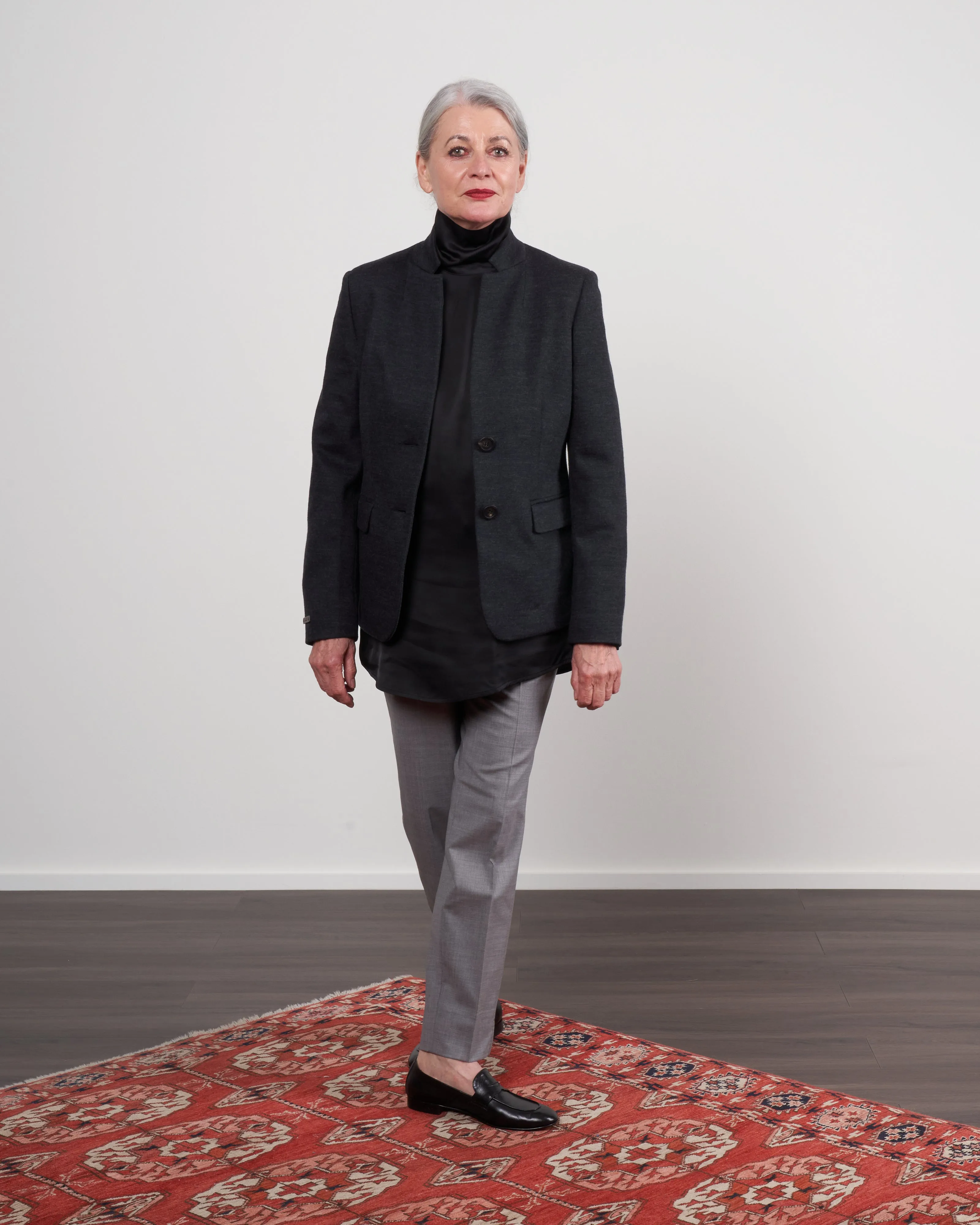 stretch wool cigarette pant - light grey melange