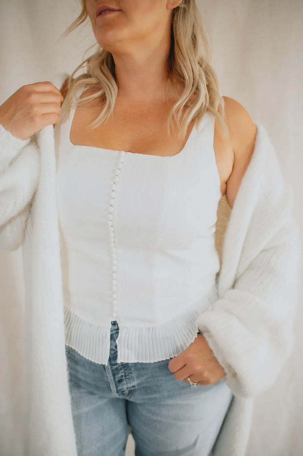 The Marlowe Cardigan - Snow - PLUS
