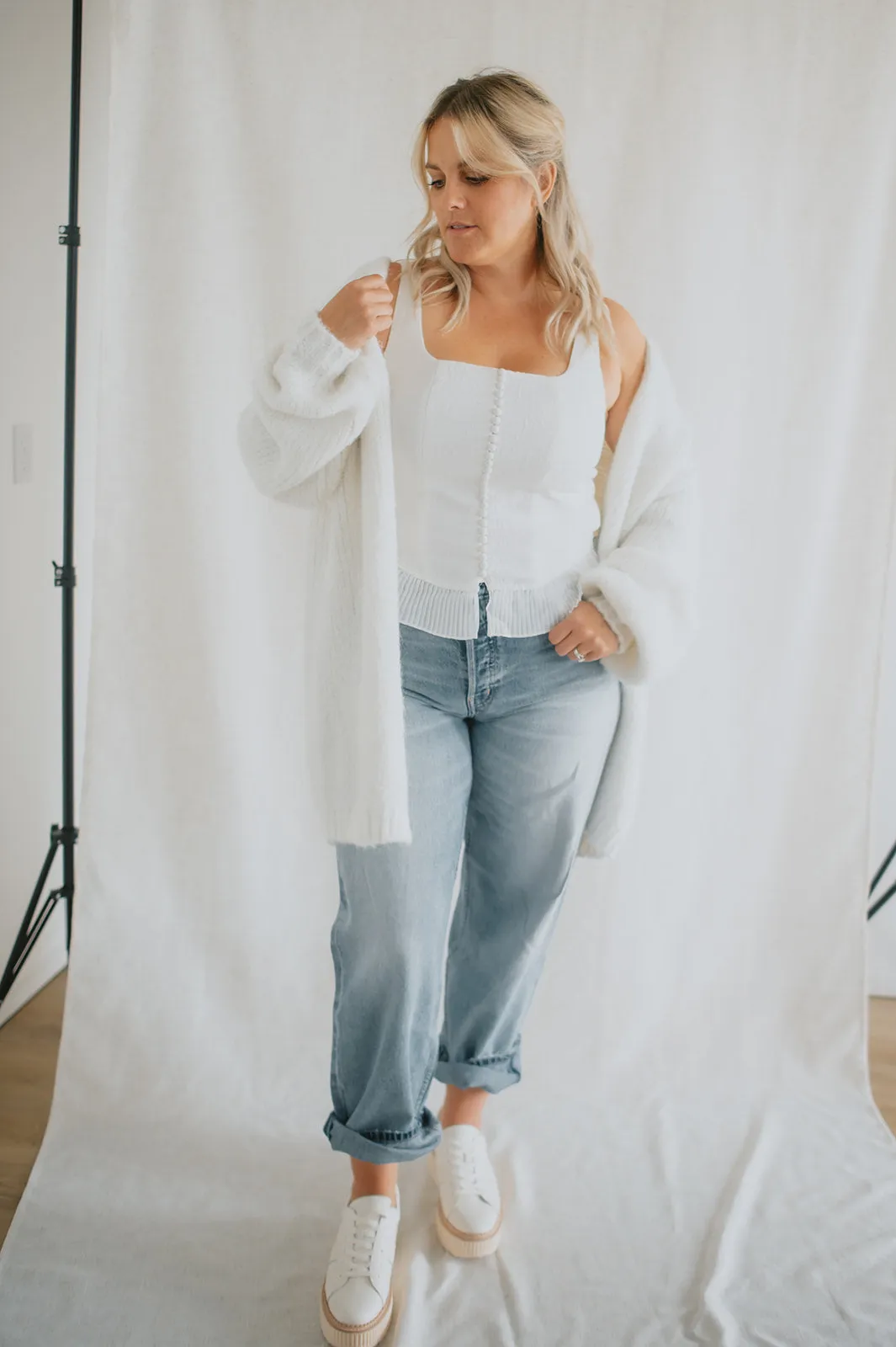 The Marlowe Cardigan - Snow - PLUS