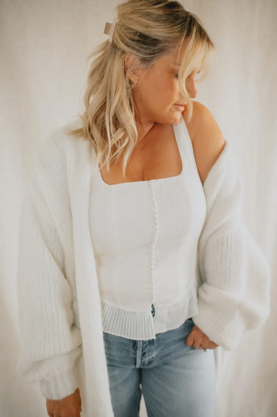 The Marlowe Cardigan - Snow - PLUS