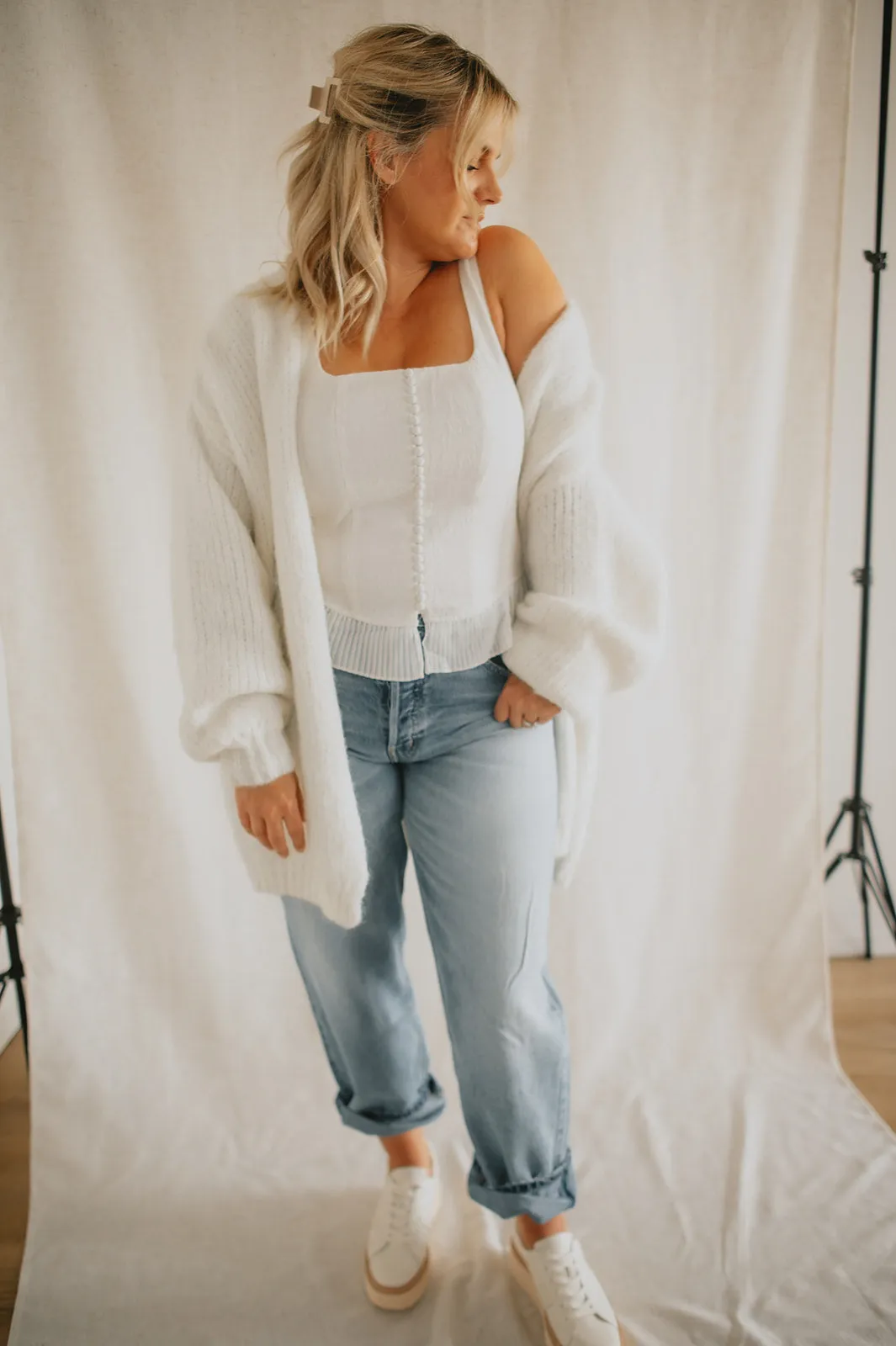 The Marlowe Cardigan - Snow - PLUS