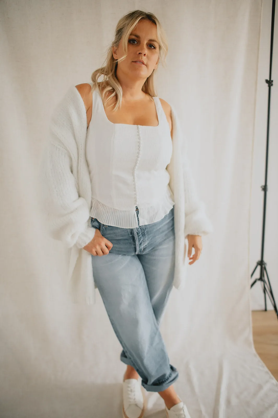 The Marlowe Cardigan - Snow - PLUS