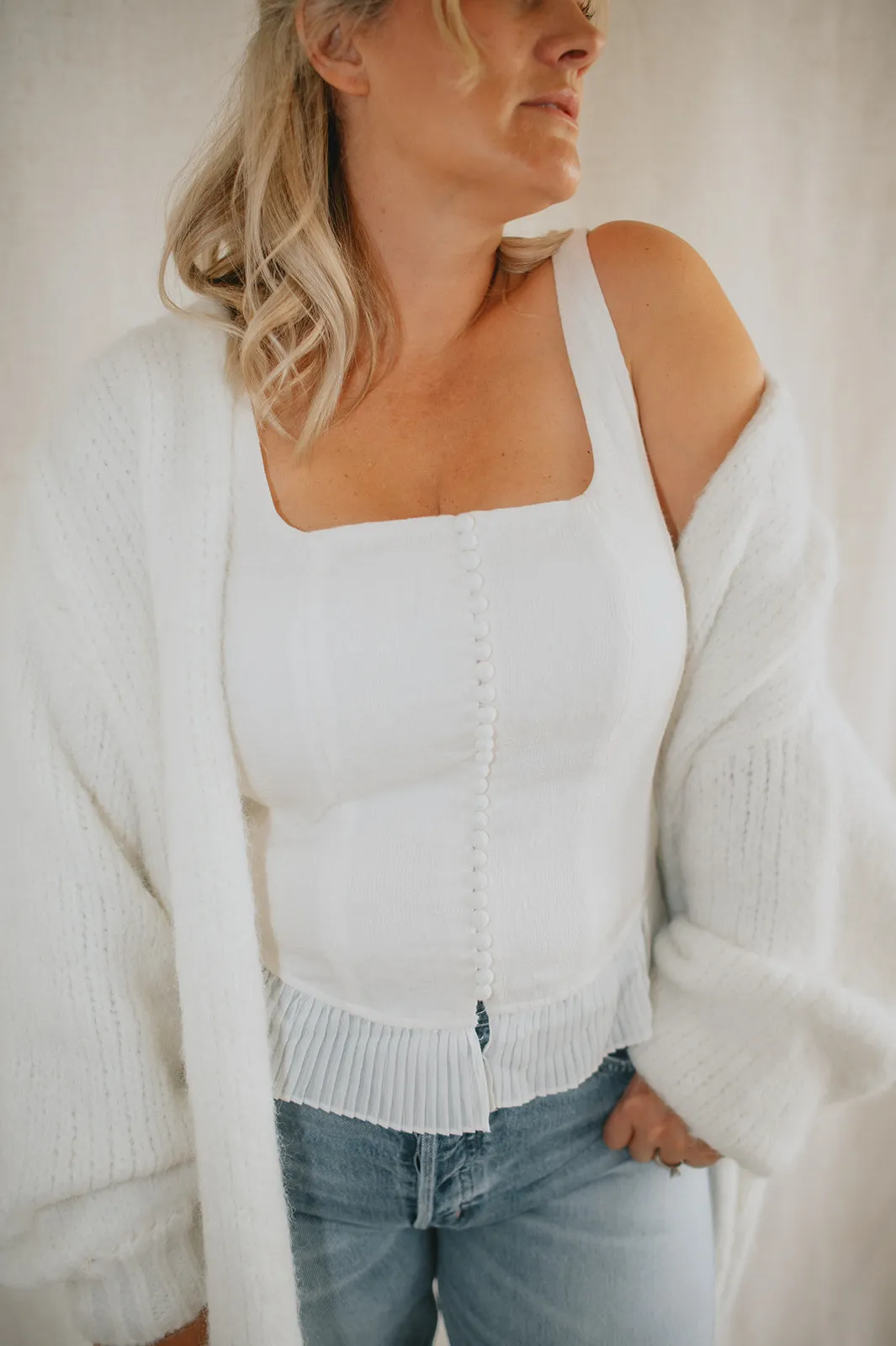 The Marlowe Cardigan - Snow - PLUS