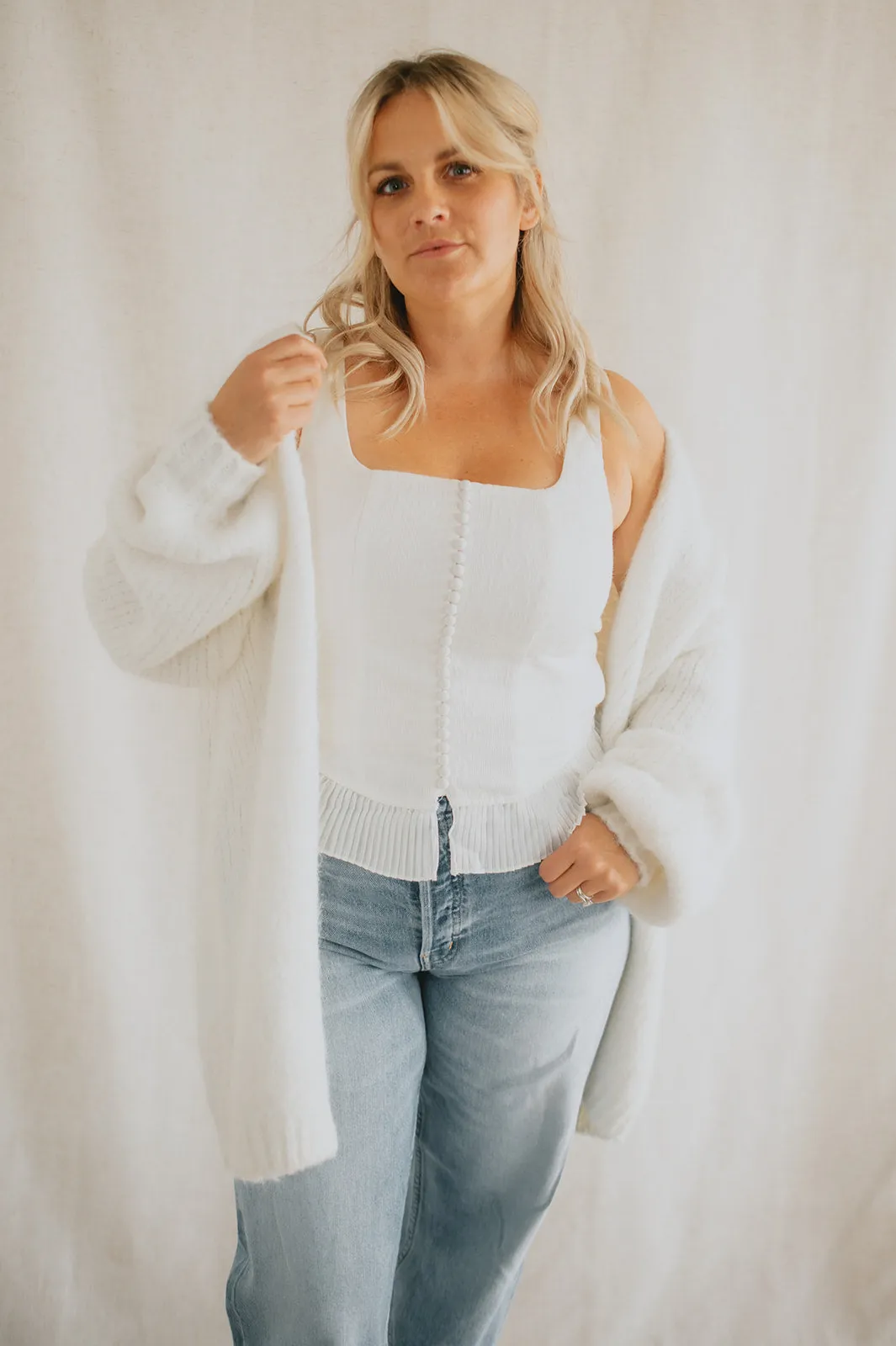 The Marlowe Cardigan - Snow - PLUS