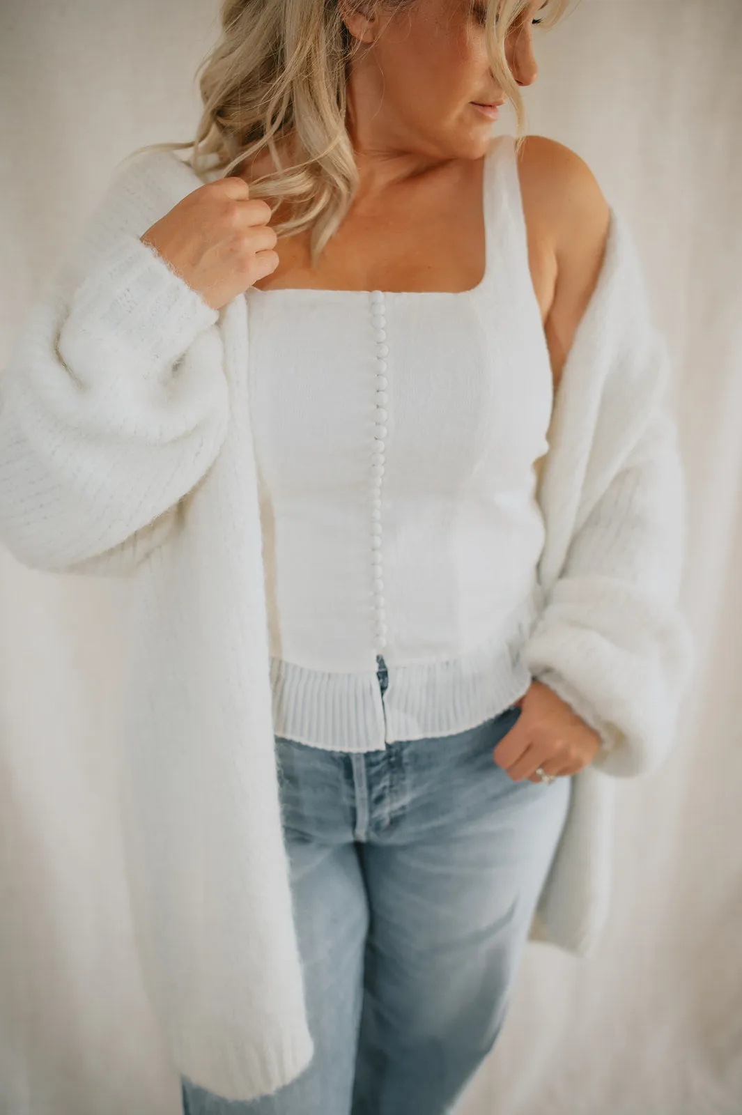 The Marlowe Cardigan - Snow - PLUS