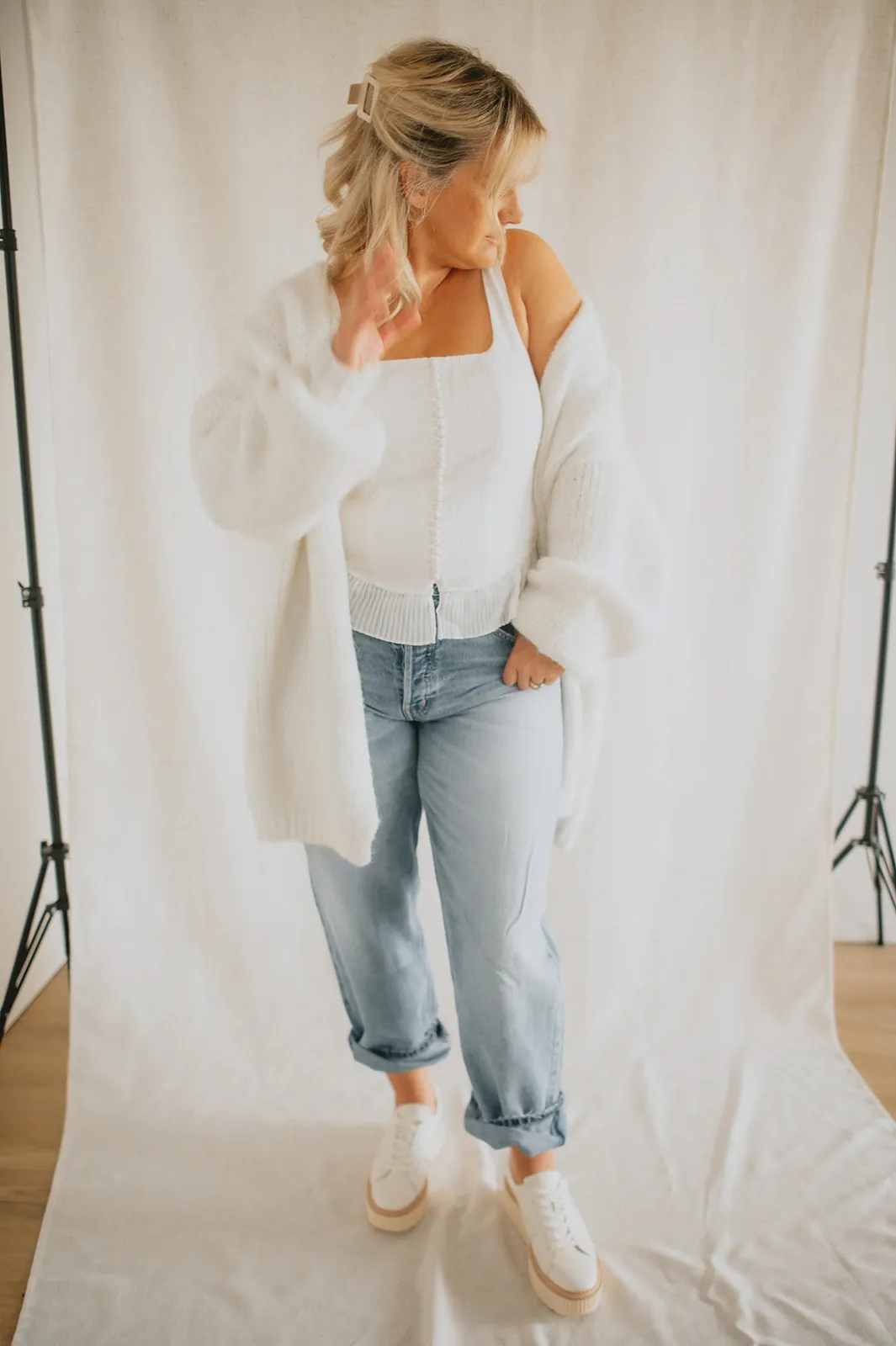The Marlowe Cardigan - Snow - PLUS