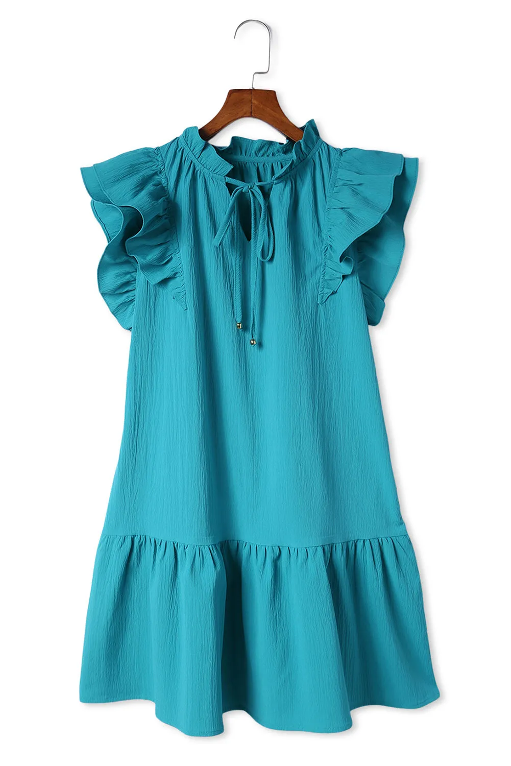 Tiered Ruffled Sleeves Mini Dress with Pockets