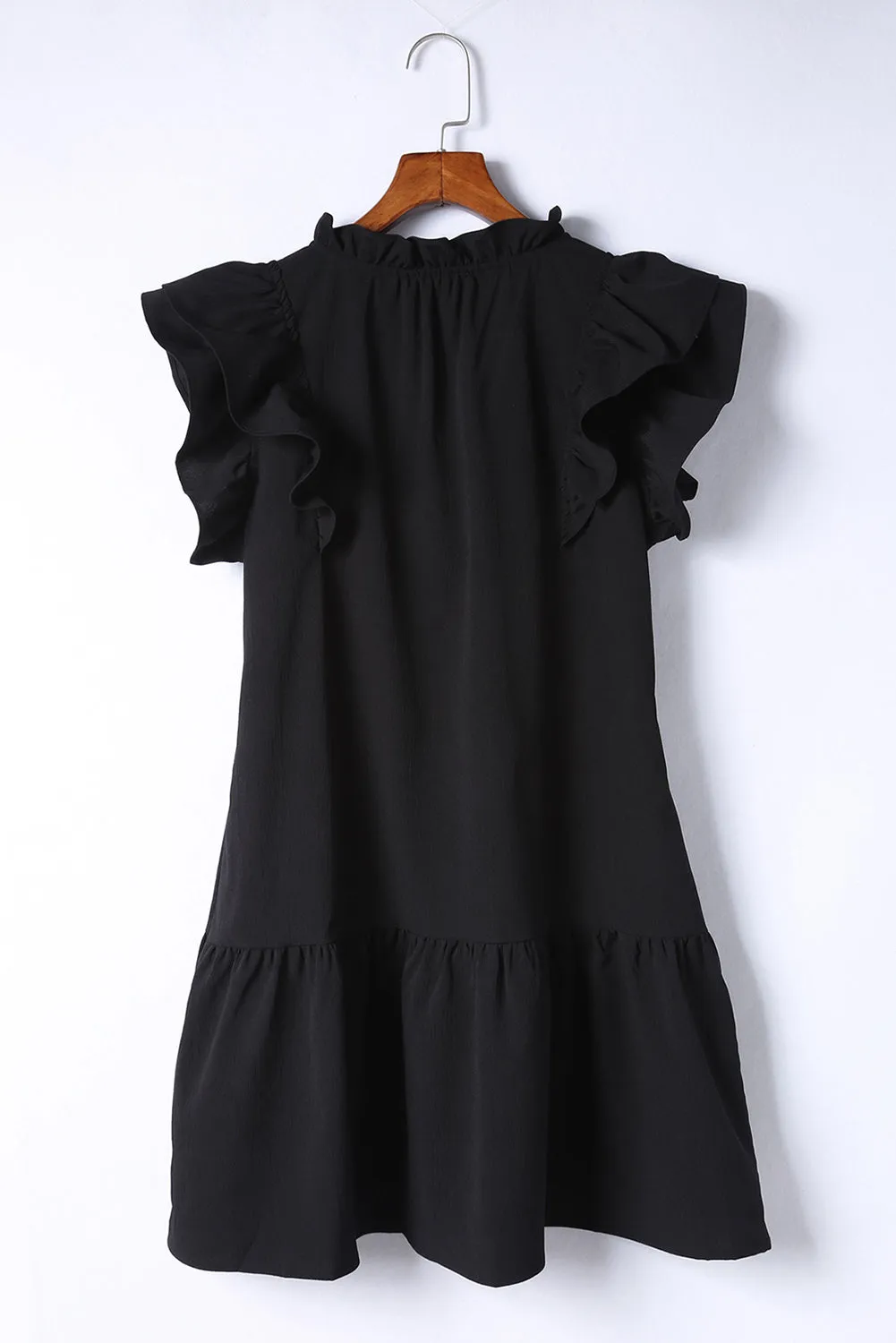 Tiered Ruffled Sleeves Mini Dress with Pockets